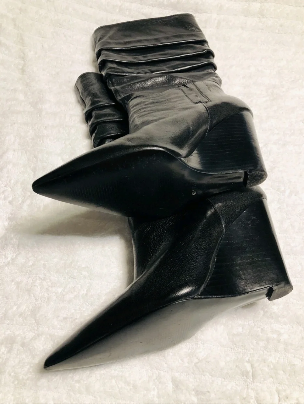 Nine West Black Vernese Genuine Leather Pointy Mid-Calf Boot . Size 9 1/2 M - Picture 6 of 9